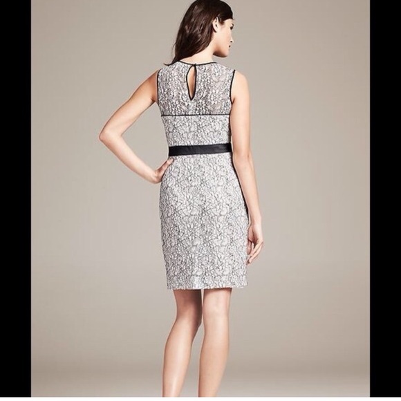 Banana republic white lace mini dress black detail sheath dress - Picture 2 of 11